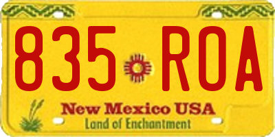 NM license plate 835ROA