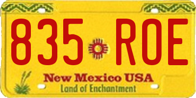 NM license plate 835ROE