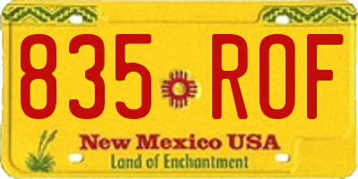 NM license plate 835ROF