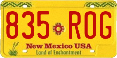 NM license plate 835ROG