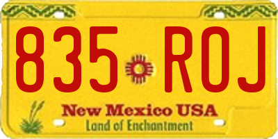 NM license plate 835ROJ