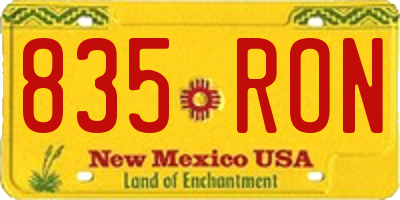 NM license plate 835RON