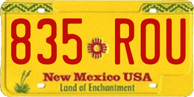 NM license plate 835ROU