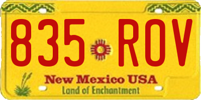NM license plate 835ROV