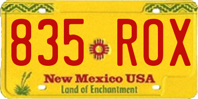 NM license plate 835ROX