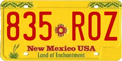NM license plate 835ROZ