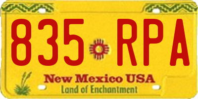 NM license plate 835RPA
