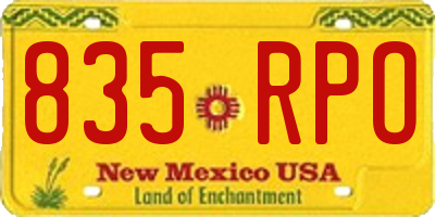 NM license plate 835RPO