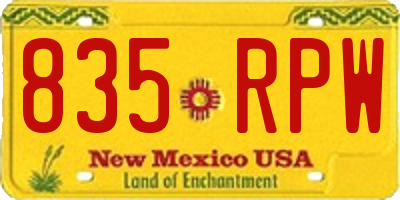 NM license plate 835RPW