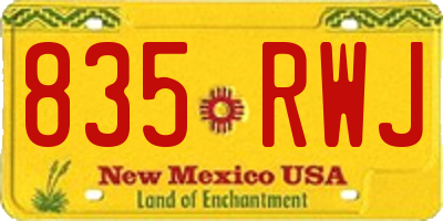 NM license plate 835RWJ