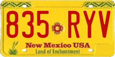 NM license plate 835RYV