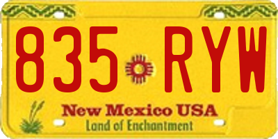 NM license plate 835RYW