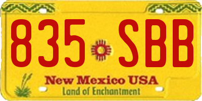 NM license plate 835SBB