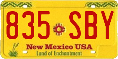 NM license plate 835SBY
