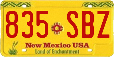 NM license plate 835SBZ