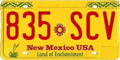 NM license plate 835SCV