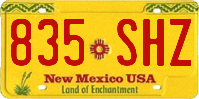 NM license plate 835SHZ