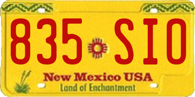 NM license plate 835SIO