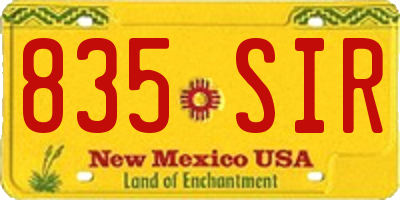 NM license plate 835SIR