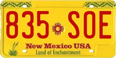 NM license plate 835SOE