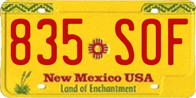 NM license plate 835SOF