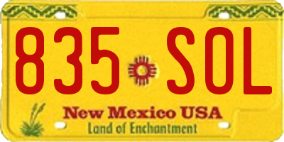 NM license plate 835SOL