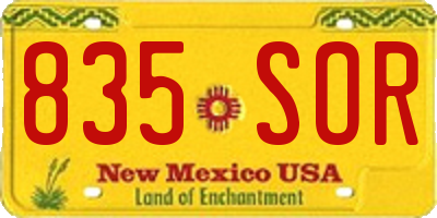 NM license plate 835SOR