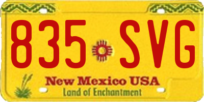 NM license plate 835SVG