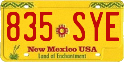 NM license plate 835SYE