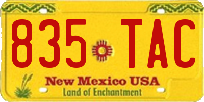 NM license plate 835TAC