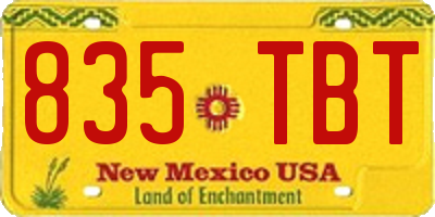 NM license plate 835TBT