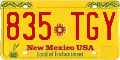 NM license plate 835TGY