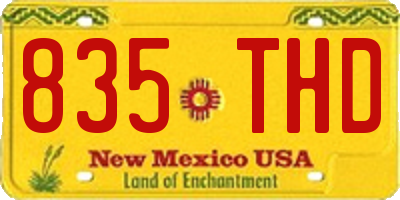 NM license plate 835THD