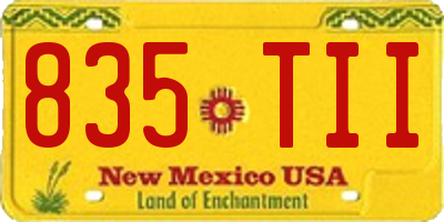 NM license plate 835TII