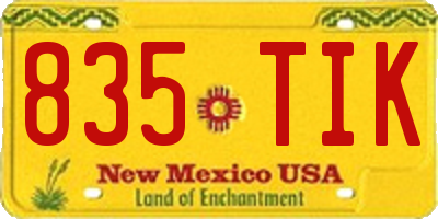 NM license plate 835TIK