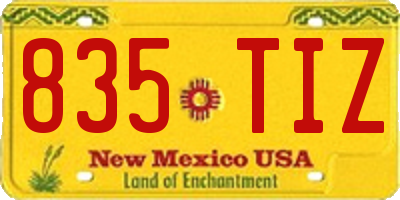 NM license plate 835TIZ