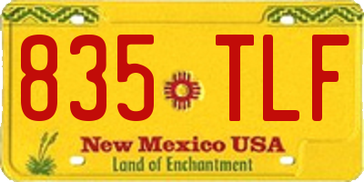 NM license plate 835TLF