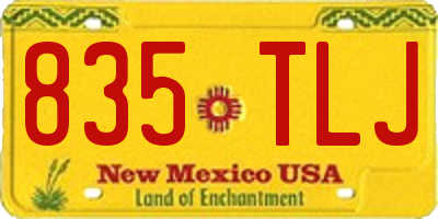 NM license plate 835TLJ