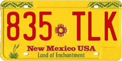 NM license plate 835TLK