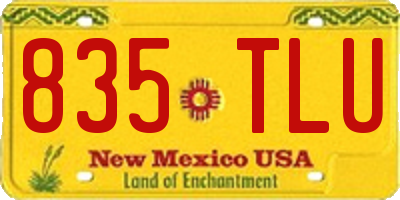 NM license plate 835TLU