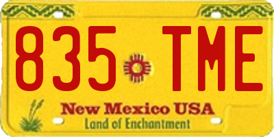NM license plate 835TME
