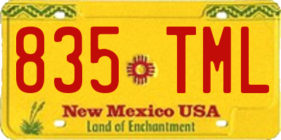NM license plate 835TML