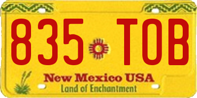 NM license plate 835TOB
