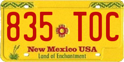 NM license plate 835TOC