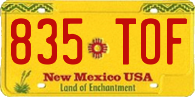 NM license plate 835TOF