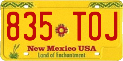 NM license plate 835TOJ