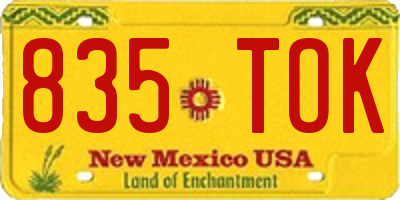 NM license plate 835TOK