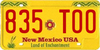NM license plate 835TOO