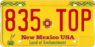 NM license plate 835TOP