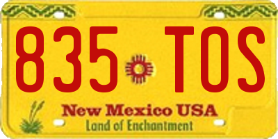 NM license plate 835TOS